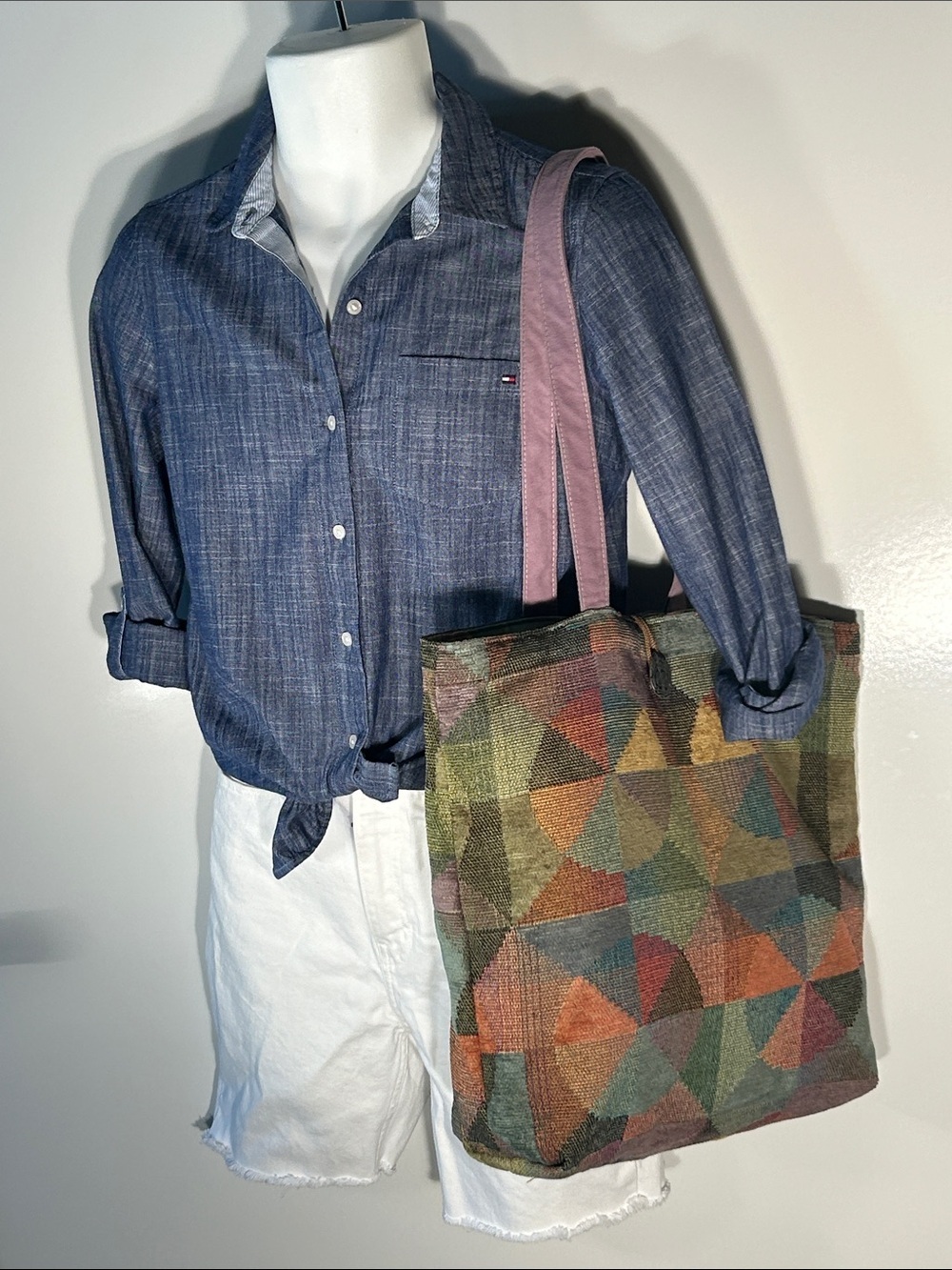 Tote Multicolor Geometric Tapestry Art to Wear Boho Travel Carry On Laptop